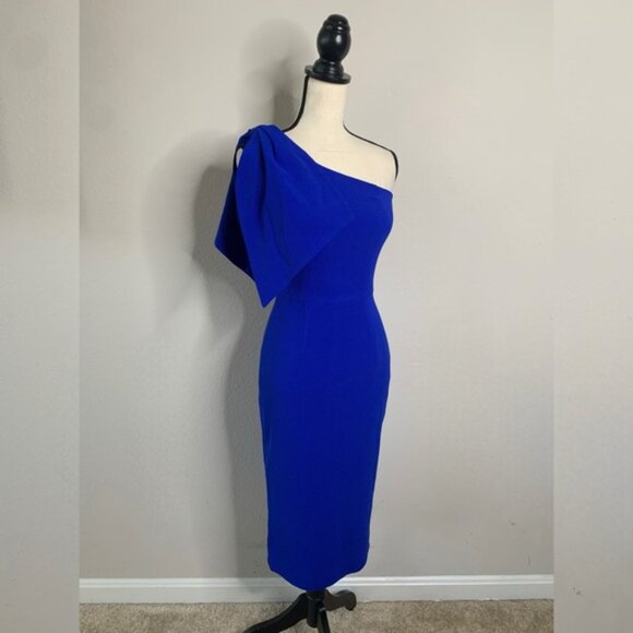 Dress The Population Blue Tiffany One Shoulder Midi Dress - Picture 7 of 15